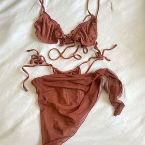 Burgundy Bikini Set + Sarong